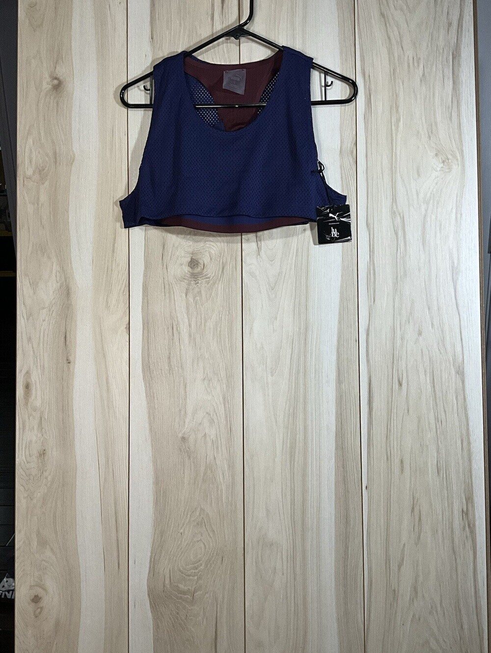 NEW WITH TAGS!! Puma Dora Sports Bra Crop Top -Xtra Small. Blue And Maroon